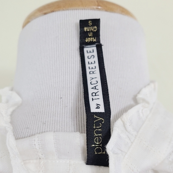 Plenty by Tracy Reese cropped ruffled top ivory white coquette womens size small - Picture 7 of 8